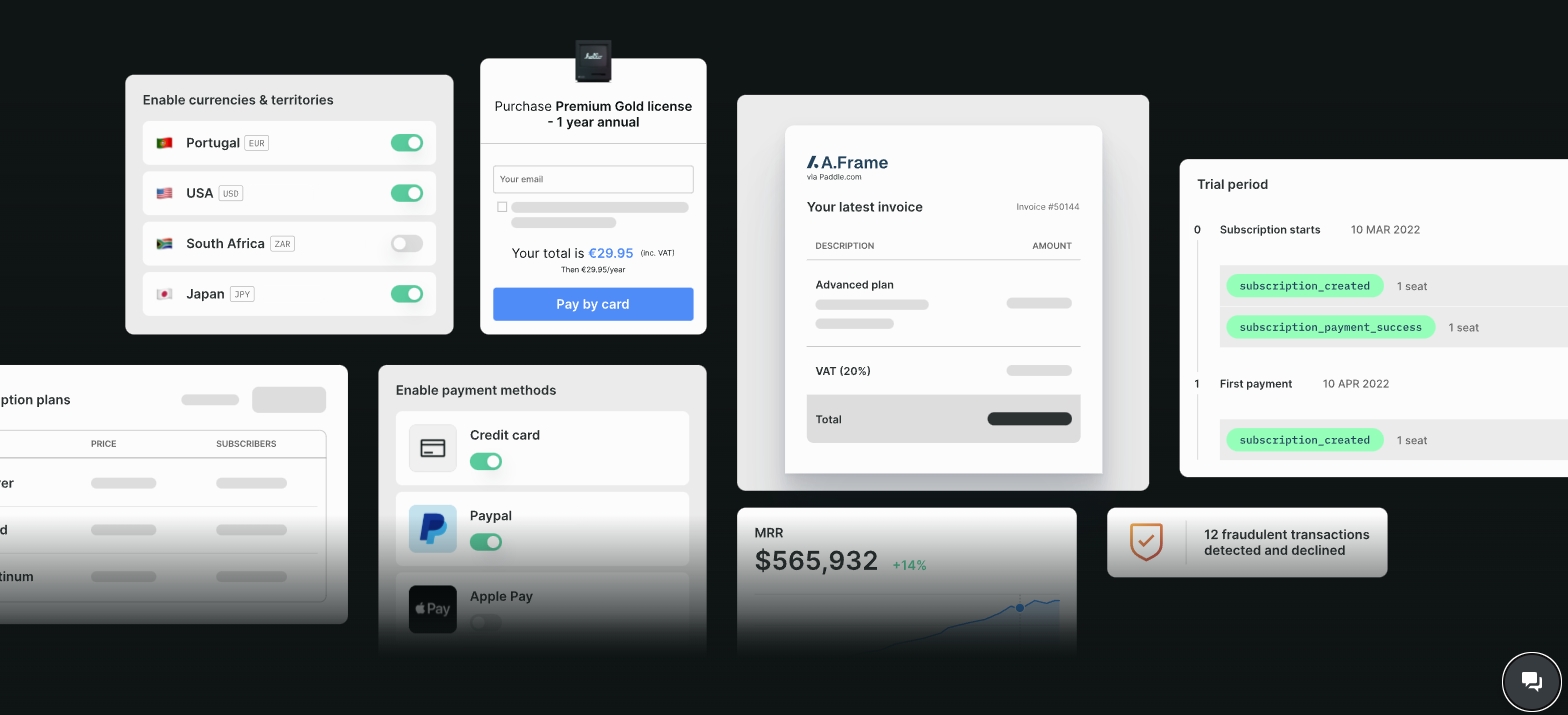 Paddle 提供的開箱即用支付介面